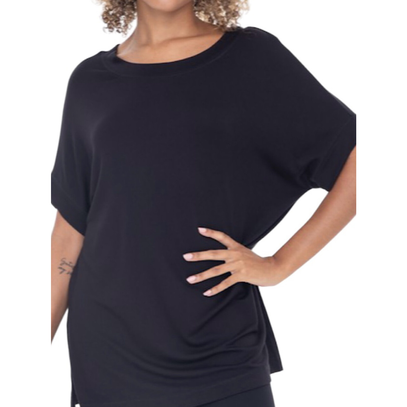 Black Dolman Sleeve Oversized Tunic Tee