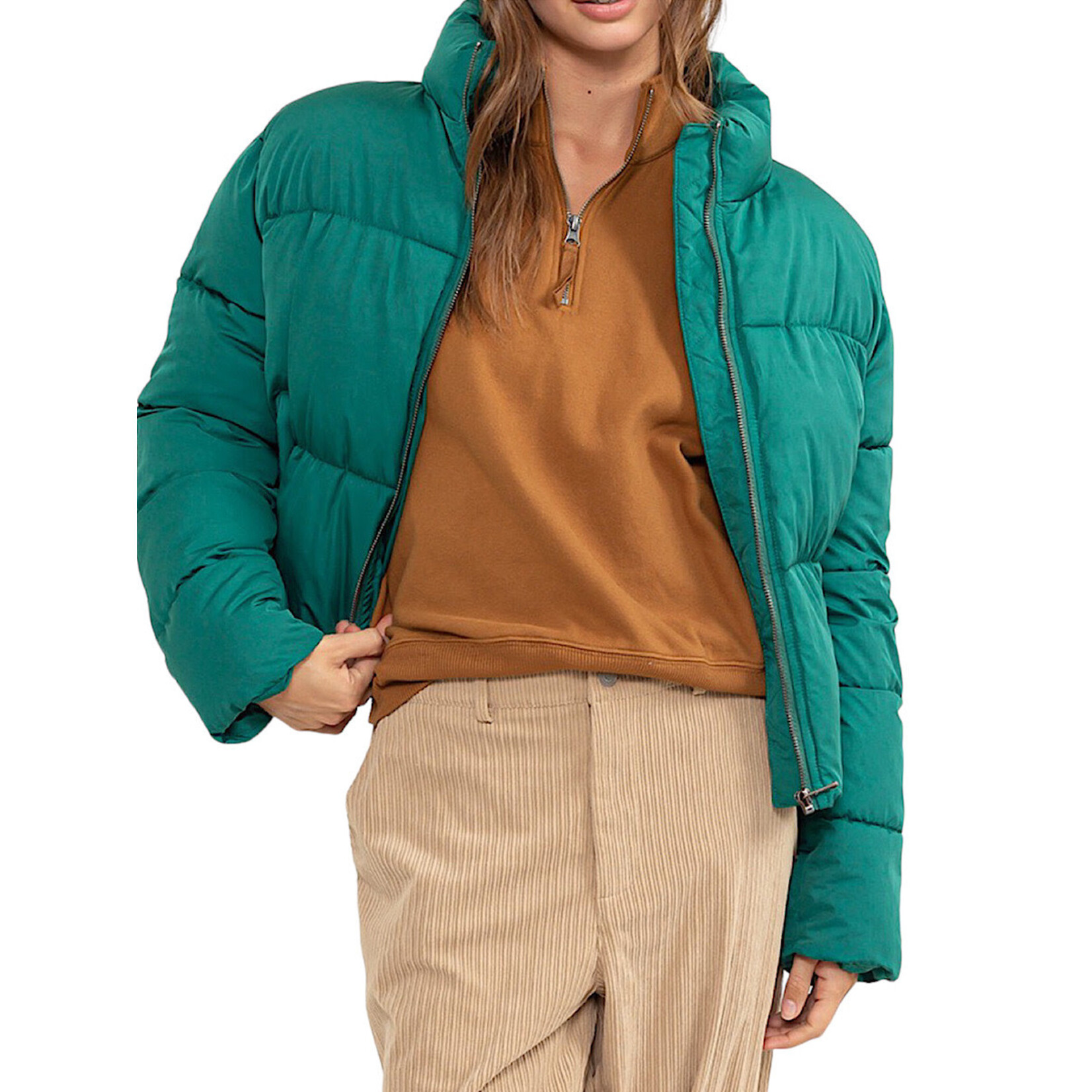 Green Quilted Puffer Jacket