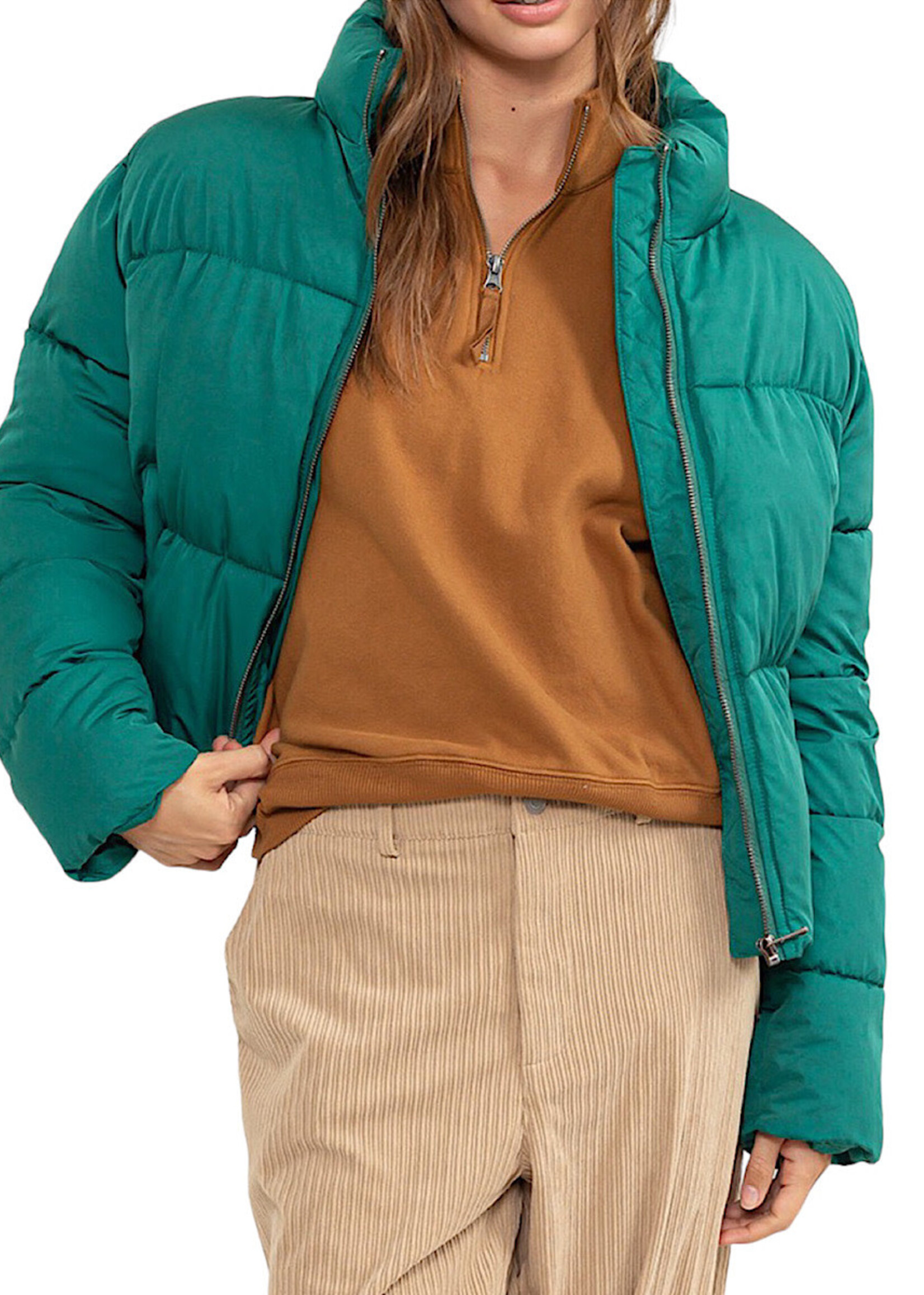 Green Quilted Puffer Jacket
