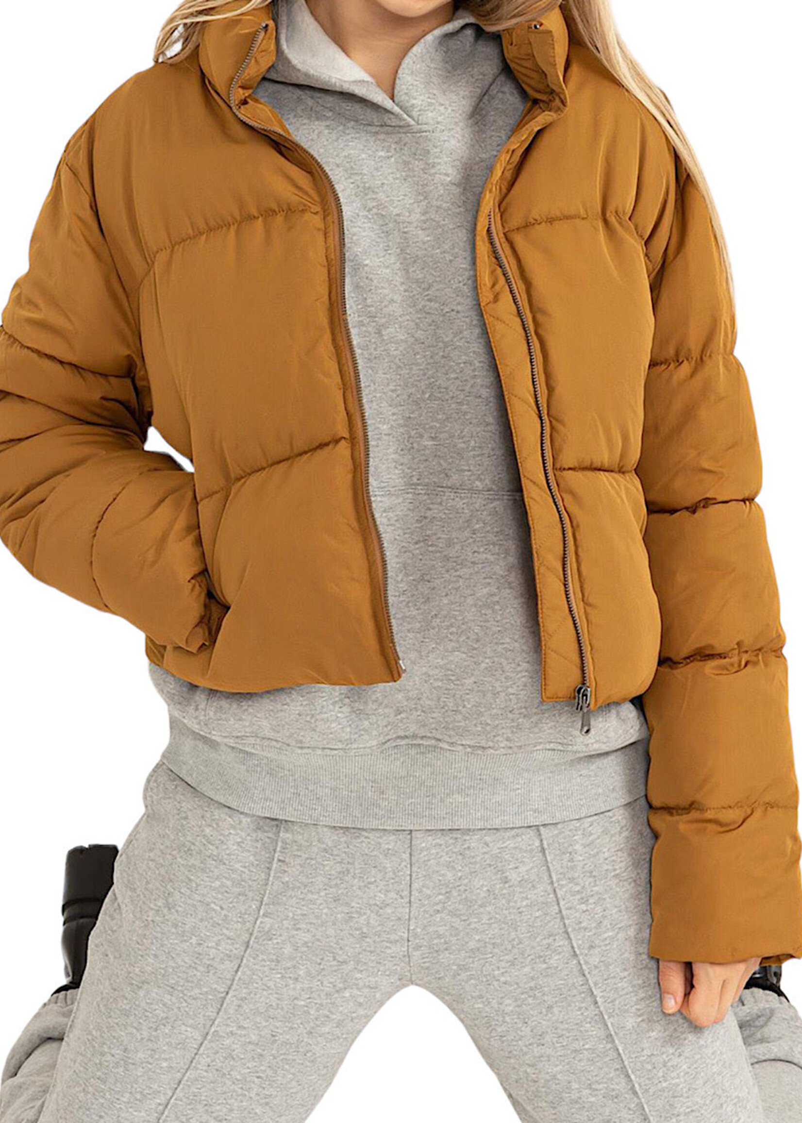 Brown Quilted Puffer Jacket