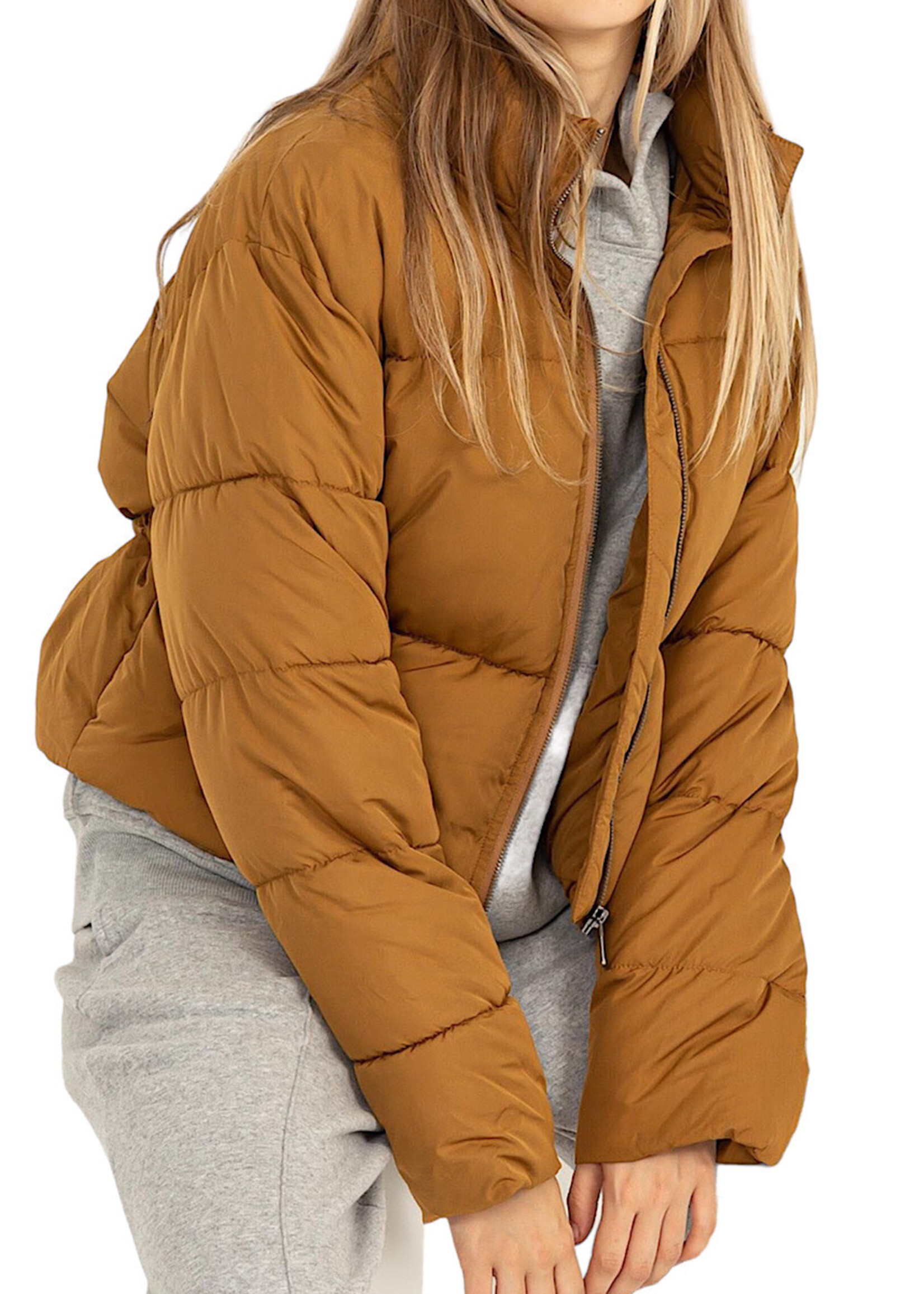 Brown Quilted Puffer Jacket