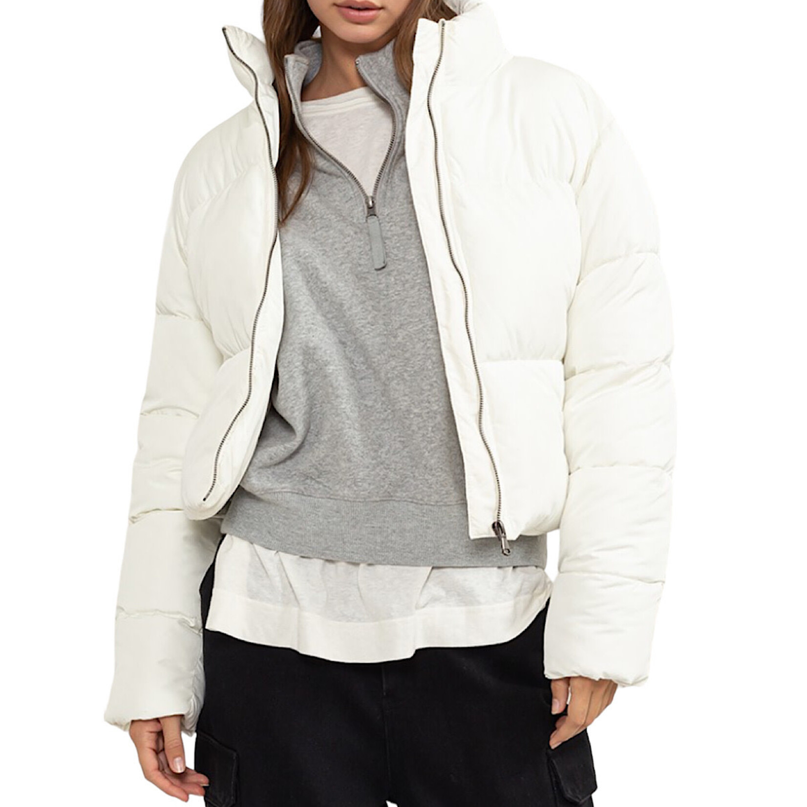 Cream Quilted Puffer Jacket