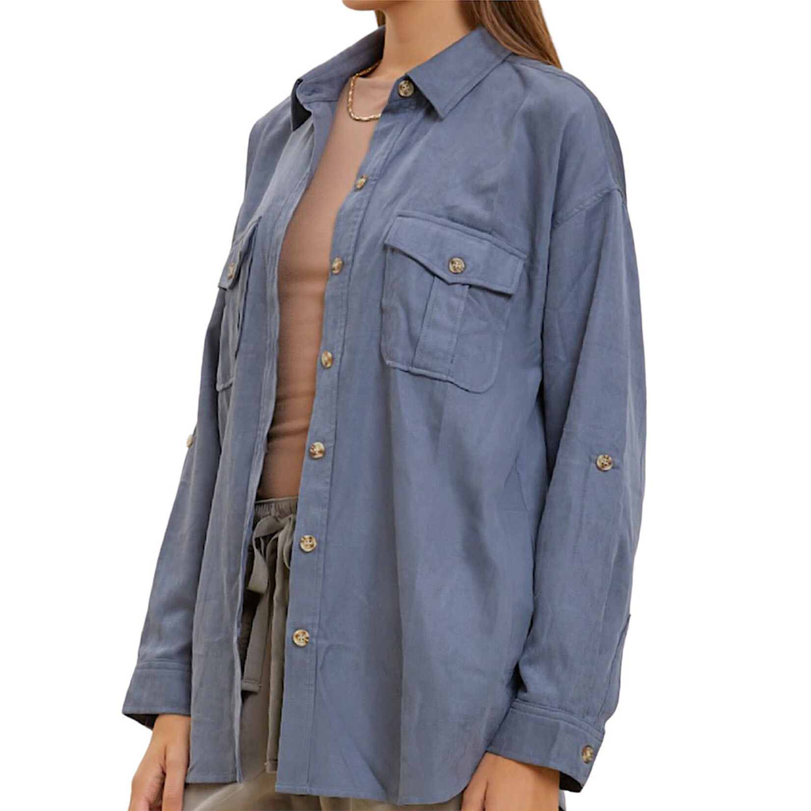 Slate Blue Lightweight Shacket