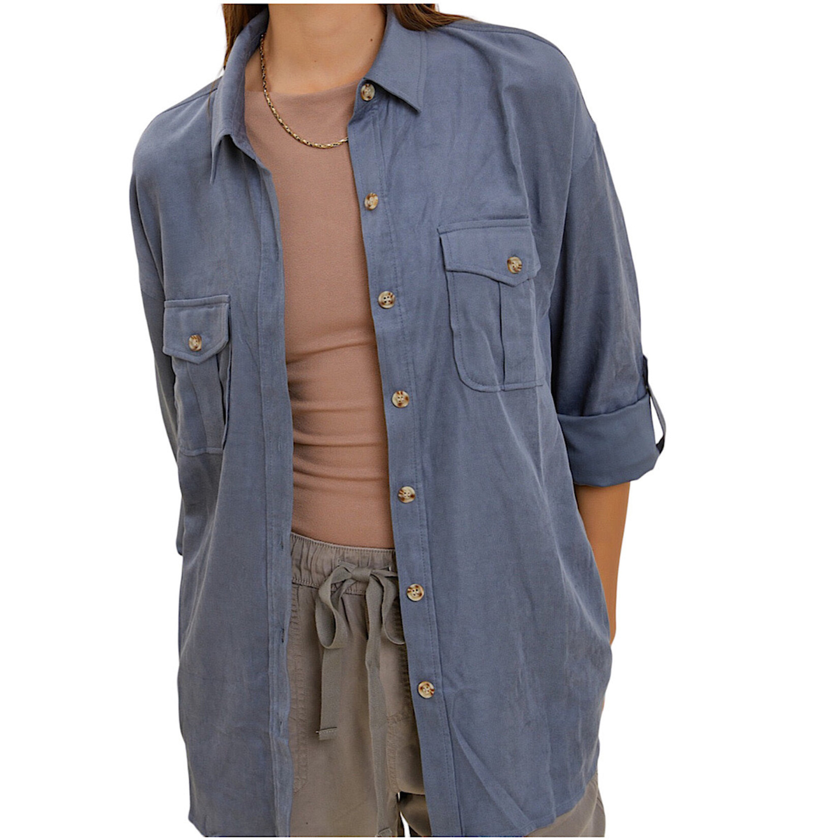 Slate Blue Lightweight Shacket