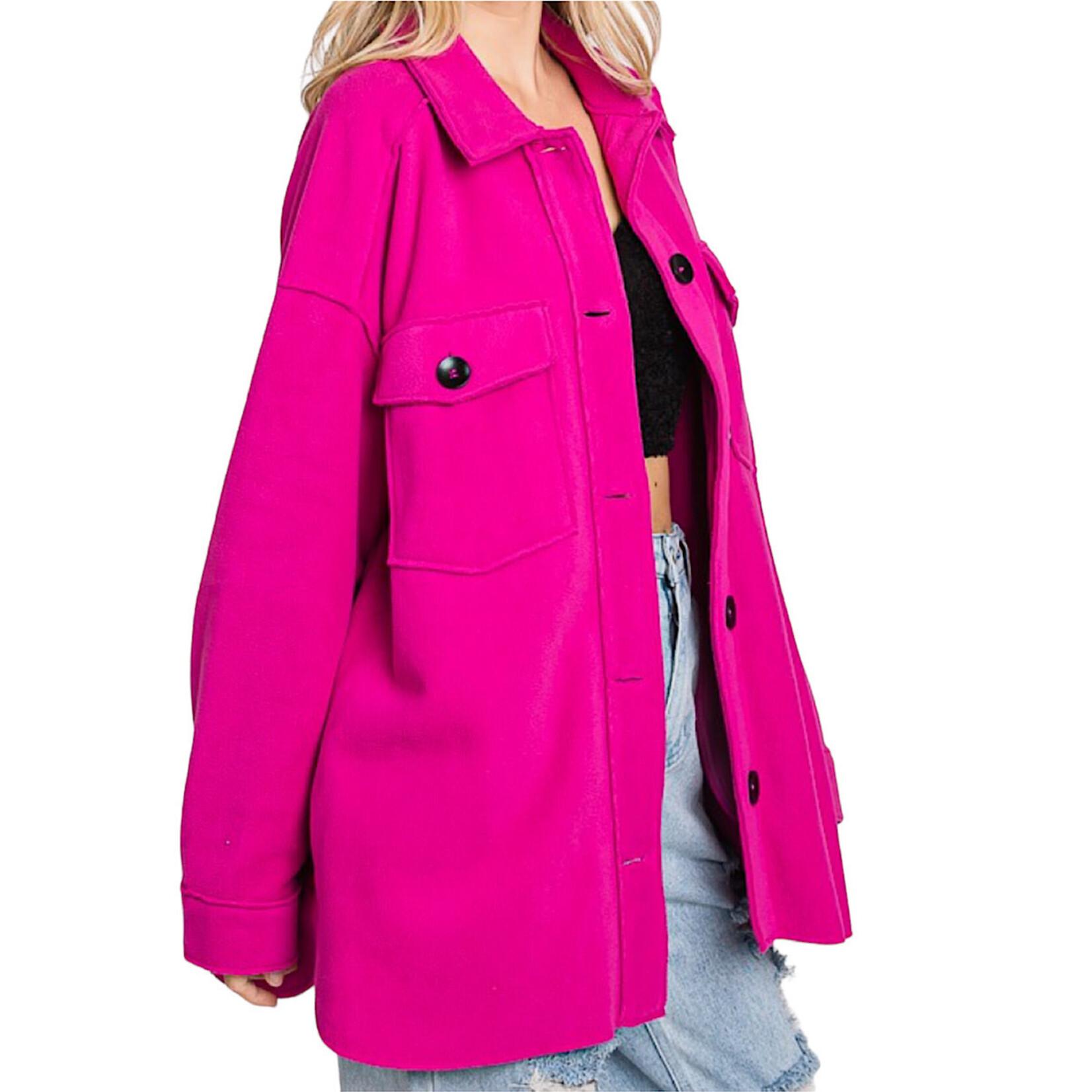 Plus Fuchsia Long Shacket