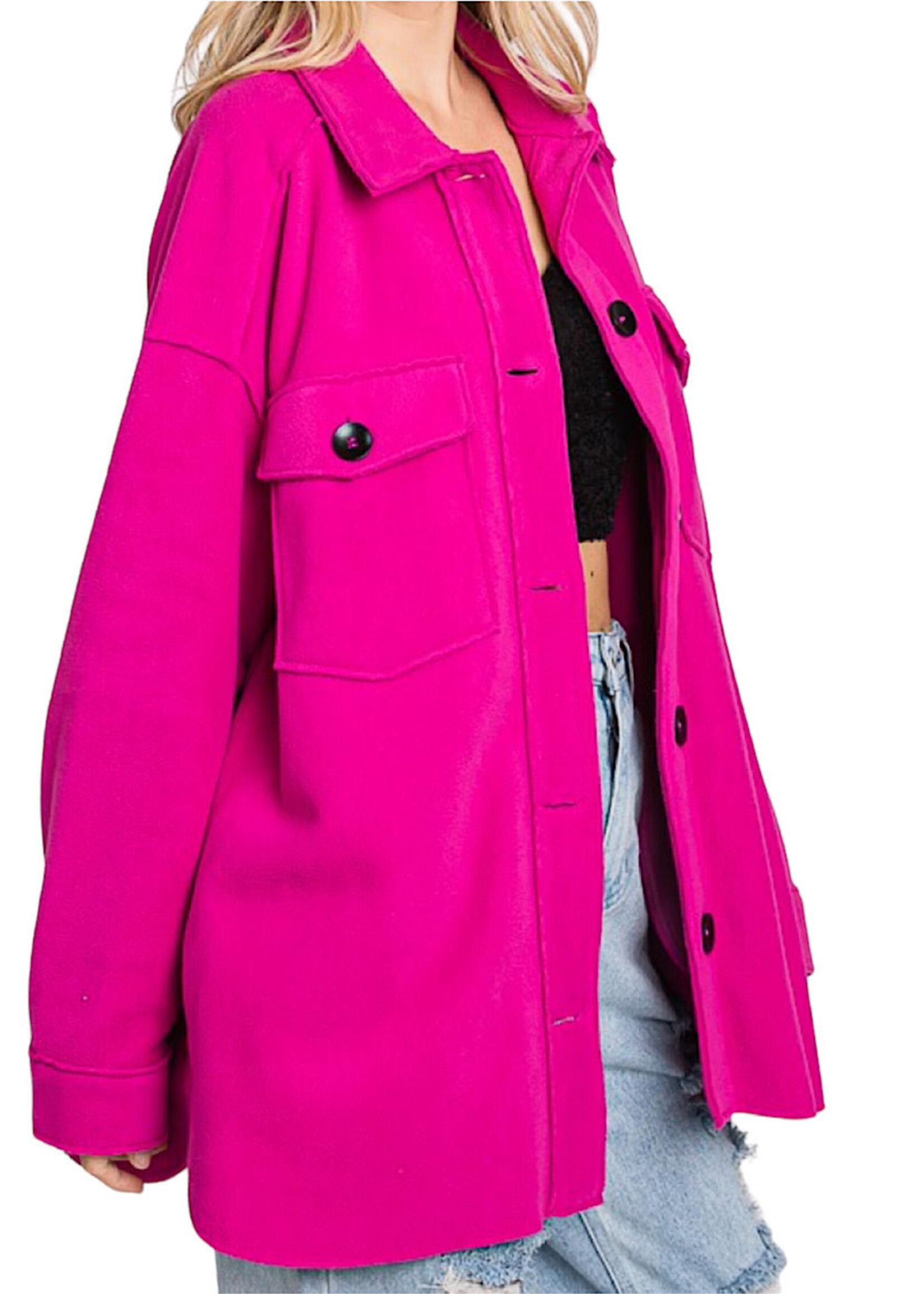 Plus Fuchsia Long Shacket