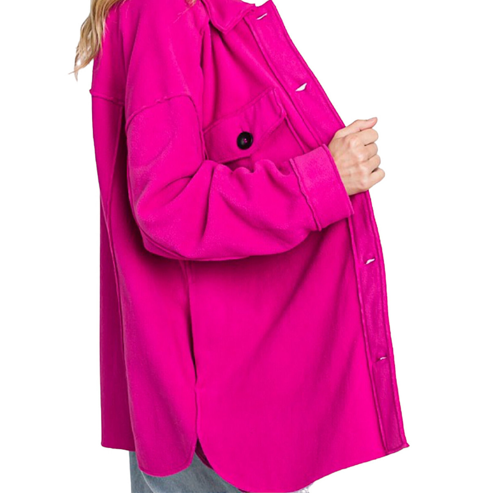 Plus Fuchsia Long Shacket