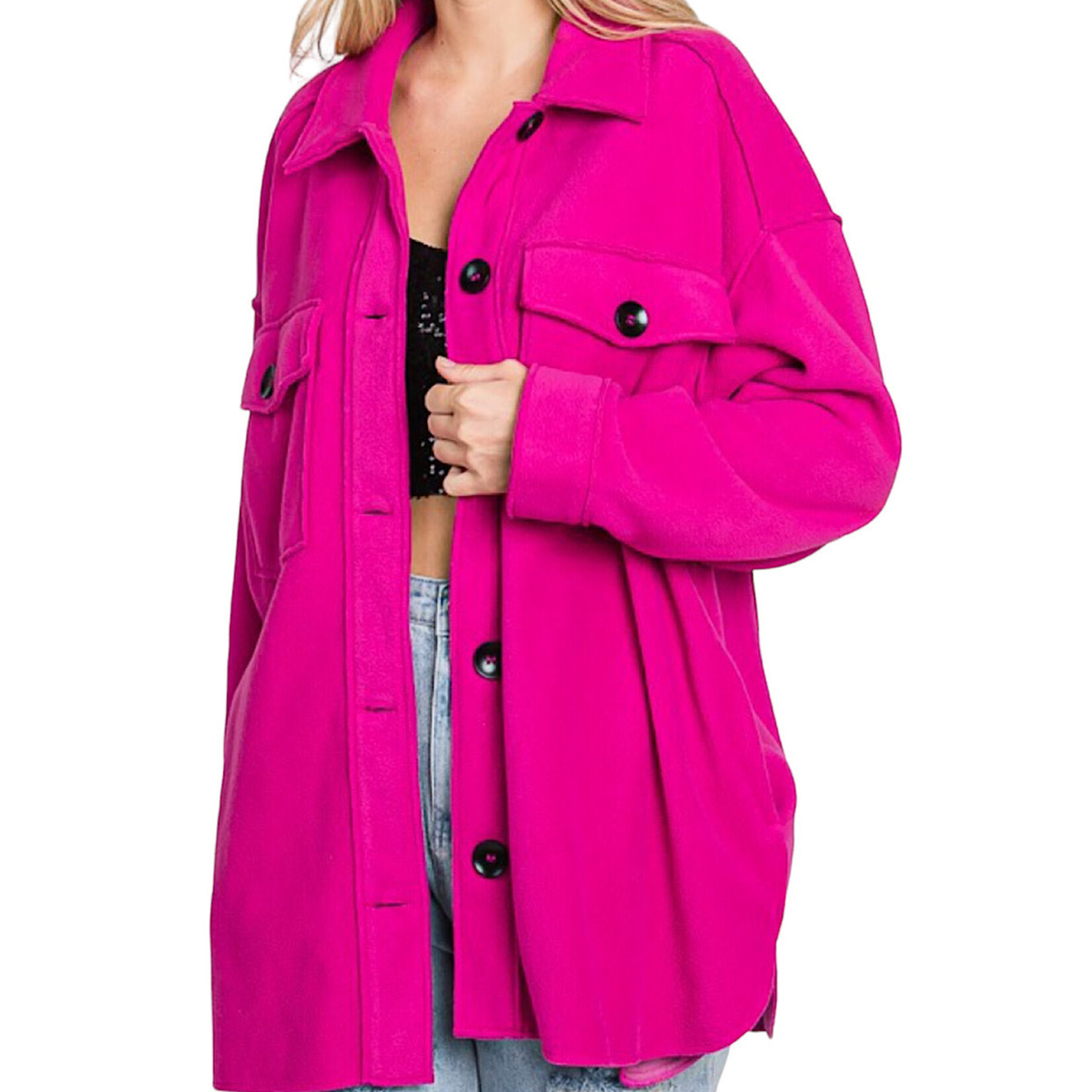 Plus Fuchsia Long Shacket