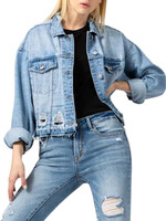 VT810 Paper Crane Distressed Oversized Crop Jacket