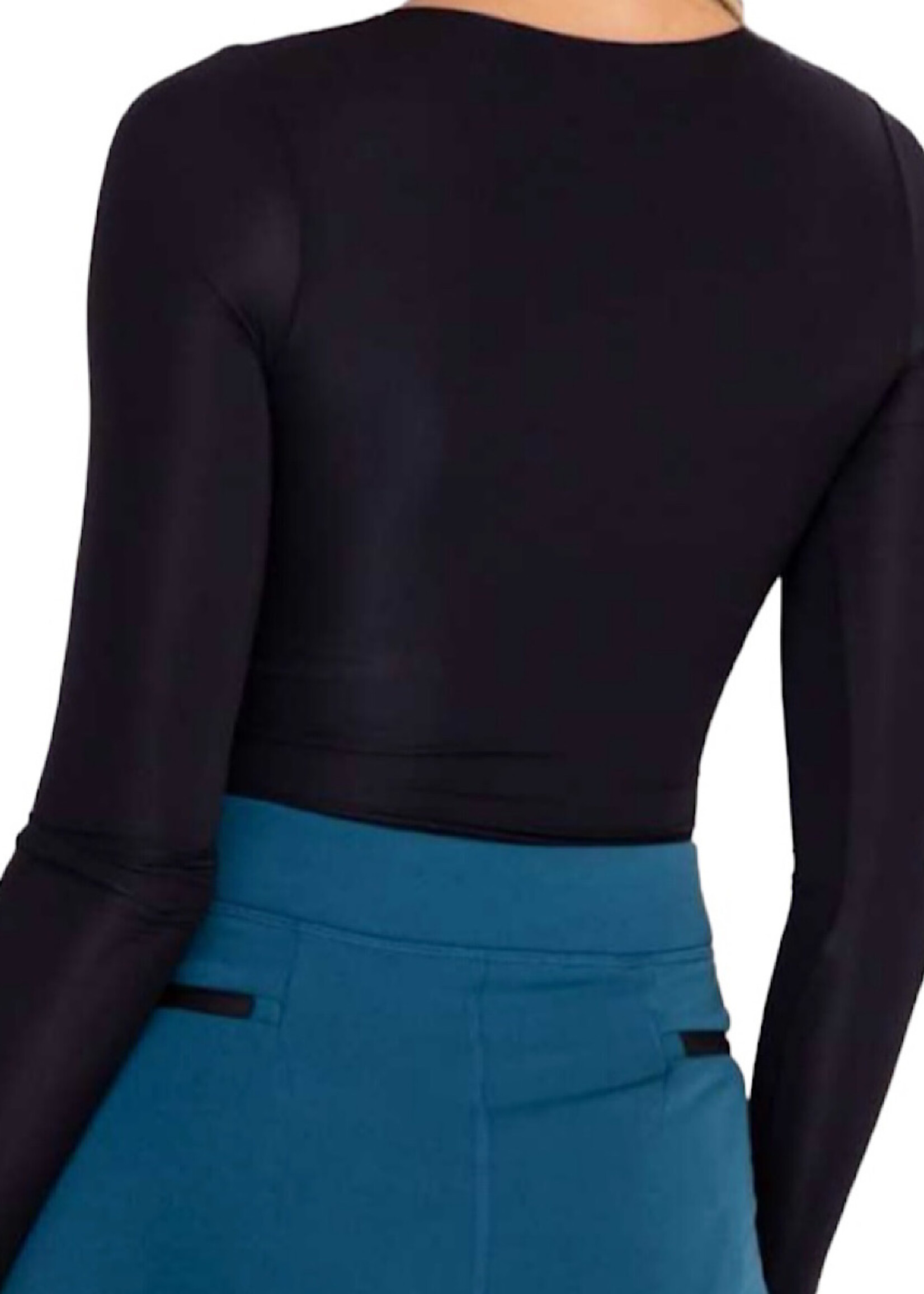 Black Double Layered Long Sleeve Bodysuit