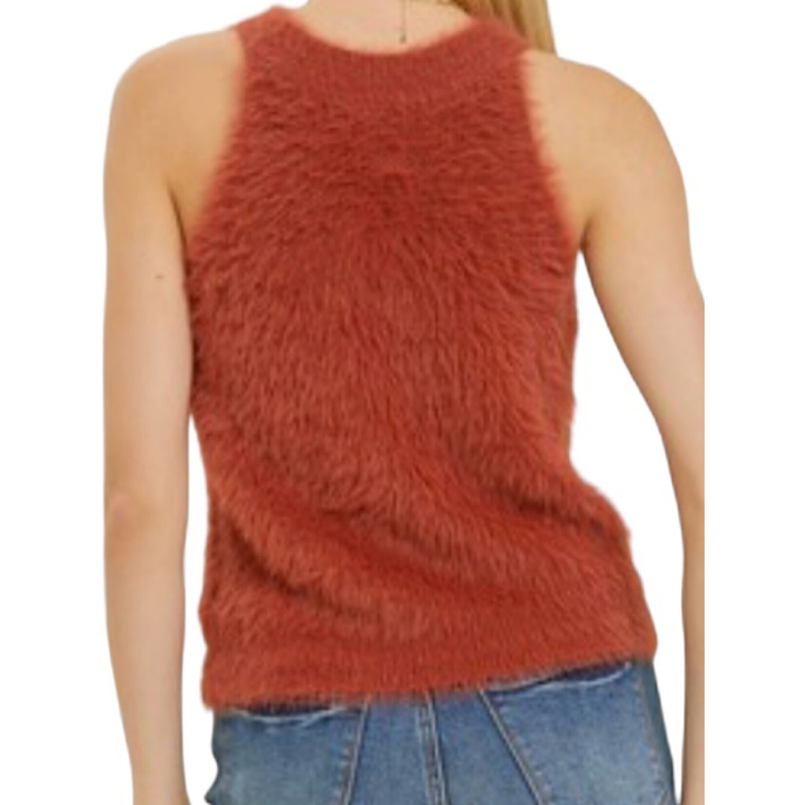 Scarlet Fuzzy Sweater Tank
