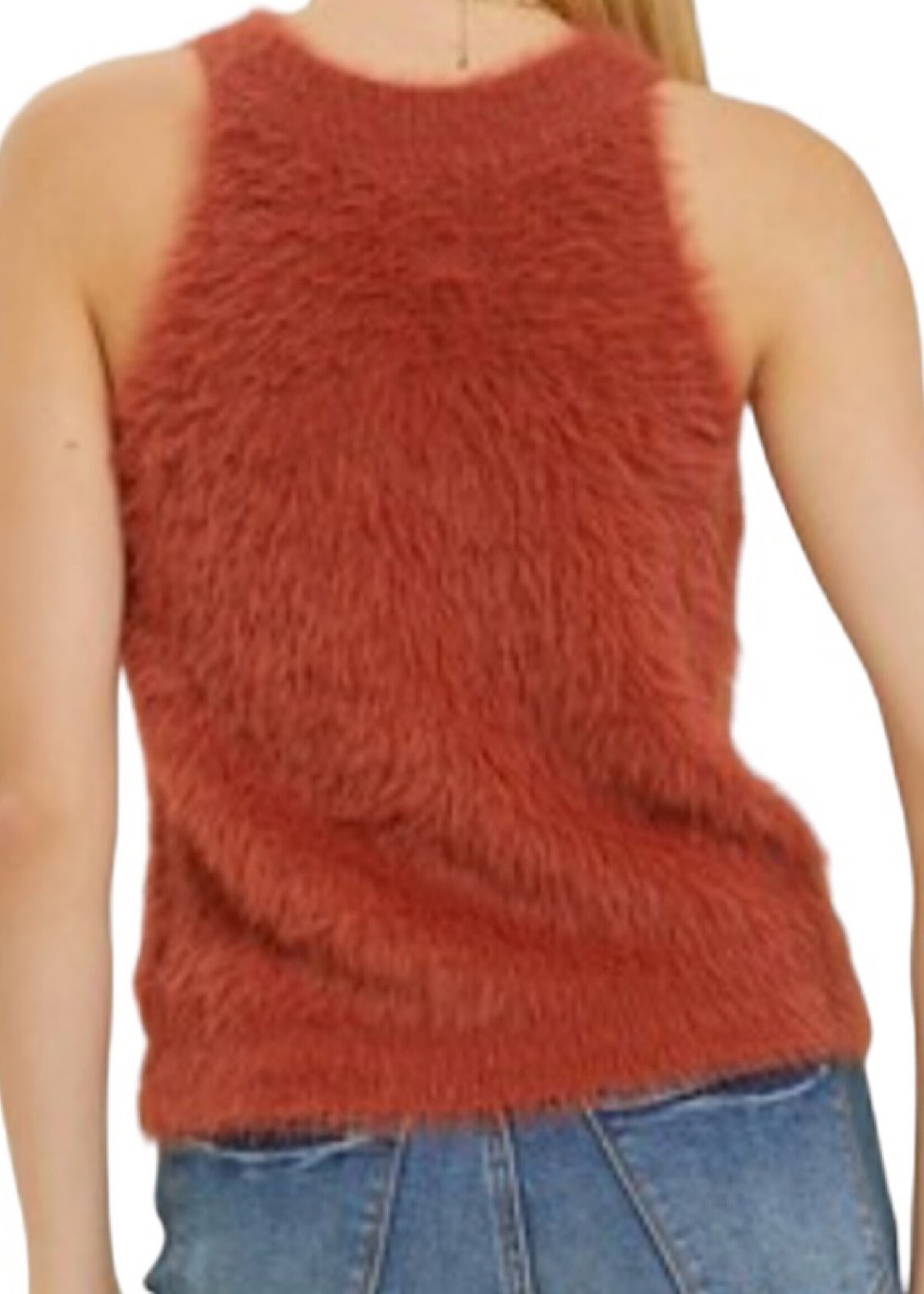 Scarlet Fuzzy Sweater Tank