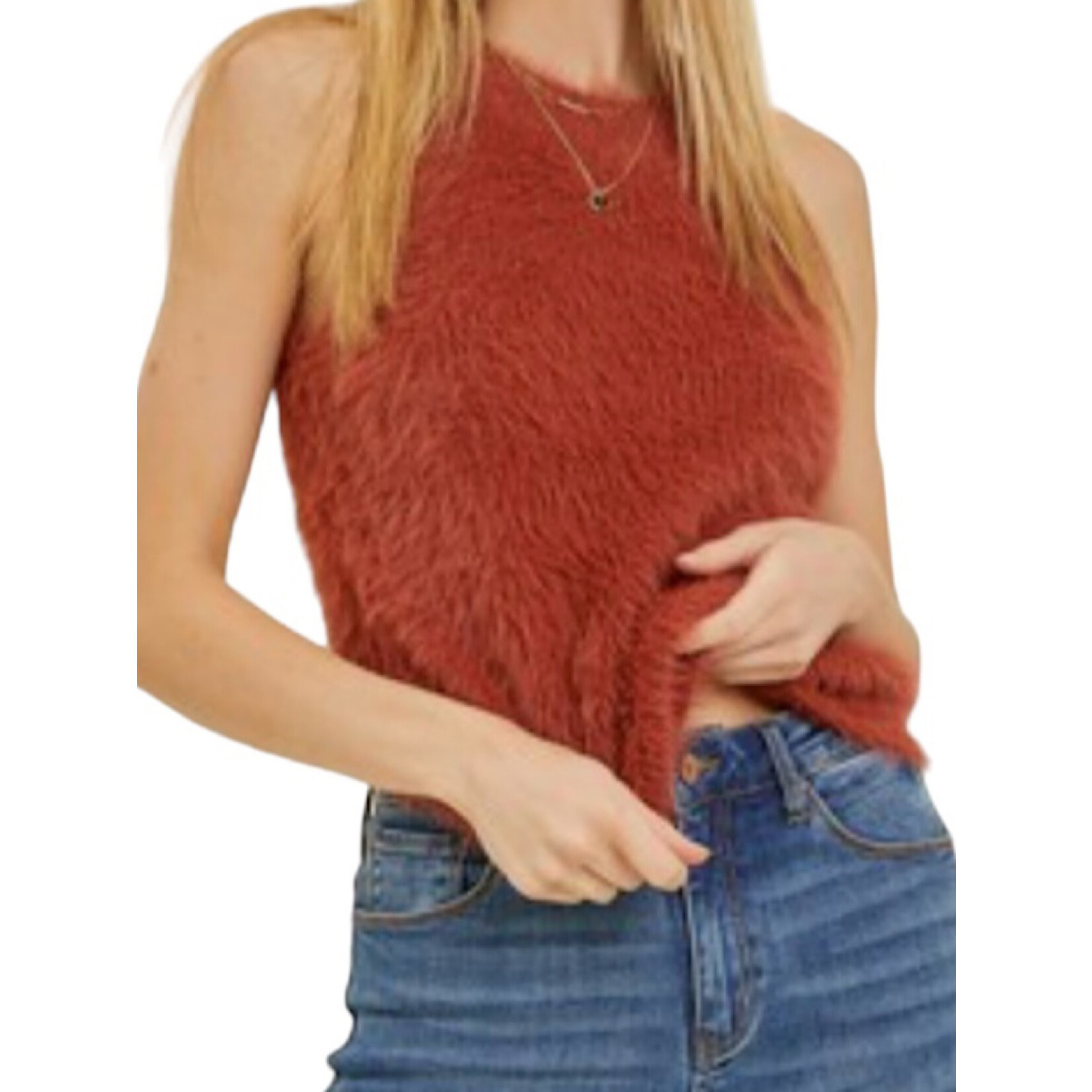 Scarlet Fuzzy Sweater Tank