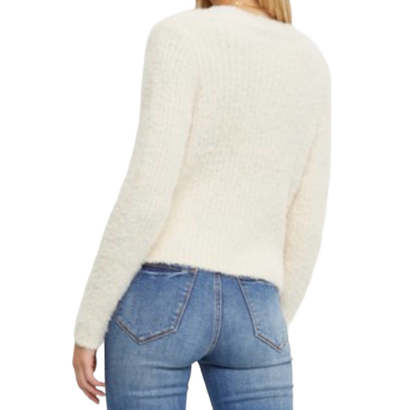 Ivory Button Up Fuzzy Cardigan