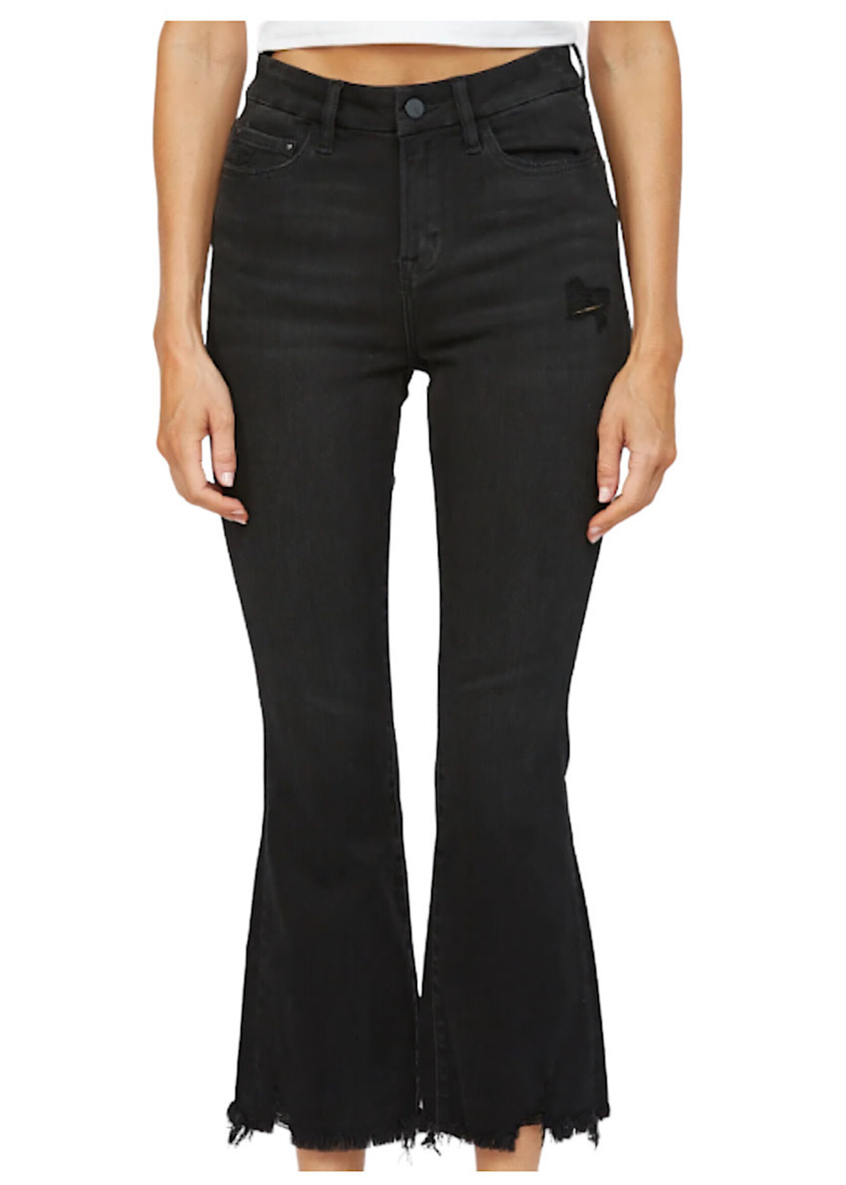 Mica Denim MDP-F149BK High Rise Crop Flare