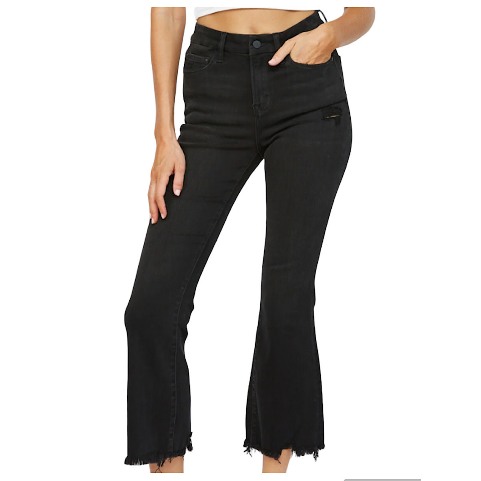 Mica Denim MDP-F149BK High Rise Crop Flare
