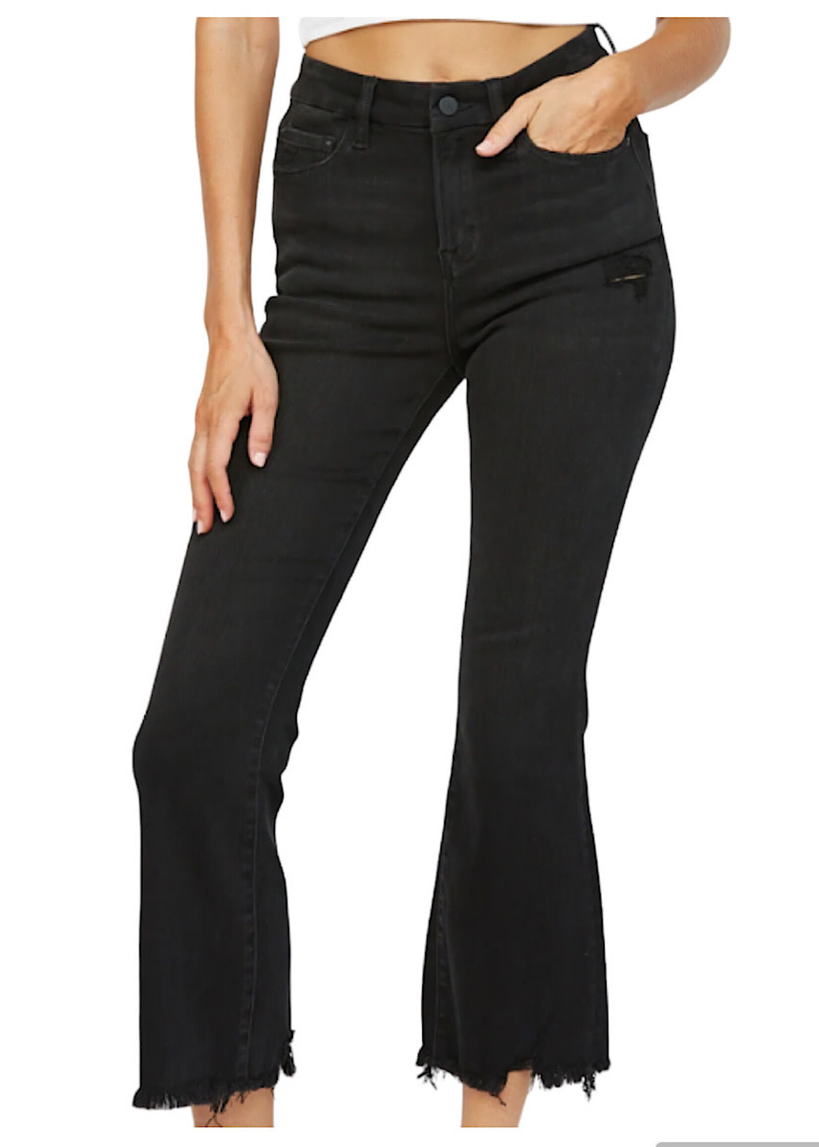 Mica Denim MDP-F149BK High Rise Crop Flare