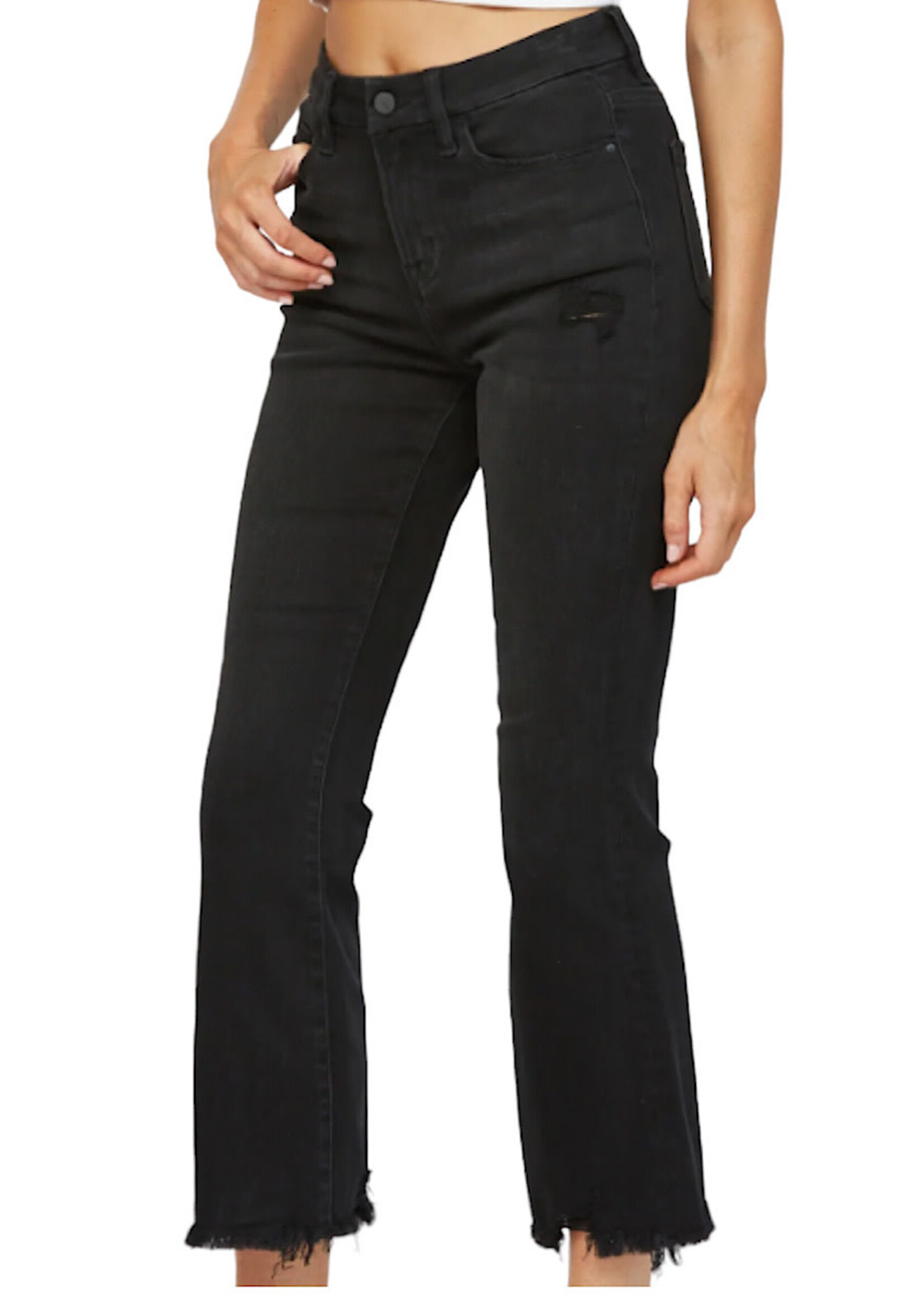 Mica Denim MDP-F149BK High Rise Crop Flare