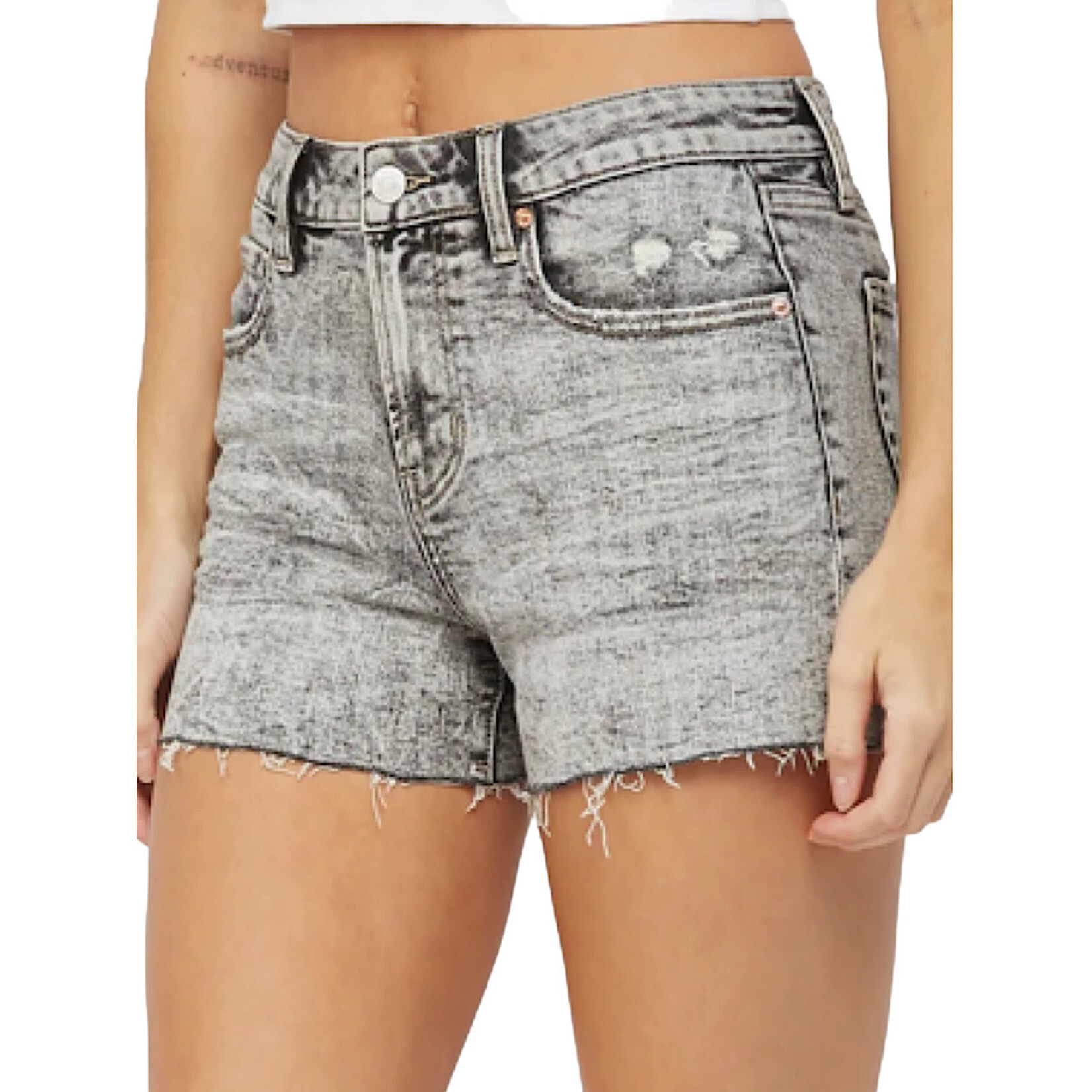 Mica Denim Mica Acid Grey High Rise Distressed Shorts MDP-H3066GR