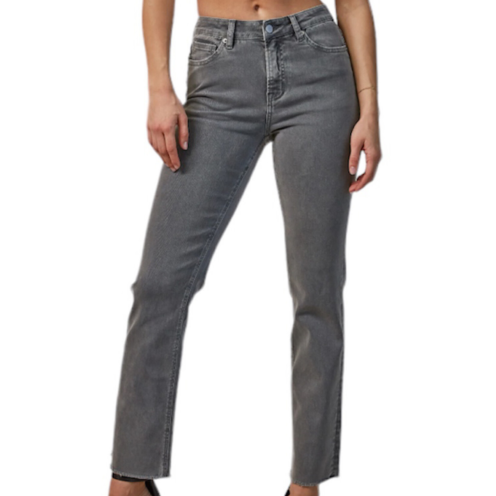 Mica Denim Mica Gunmetal Grey High Rise Vintage Garment Dyed Straight MDP-T3111GG