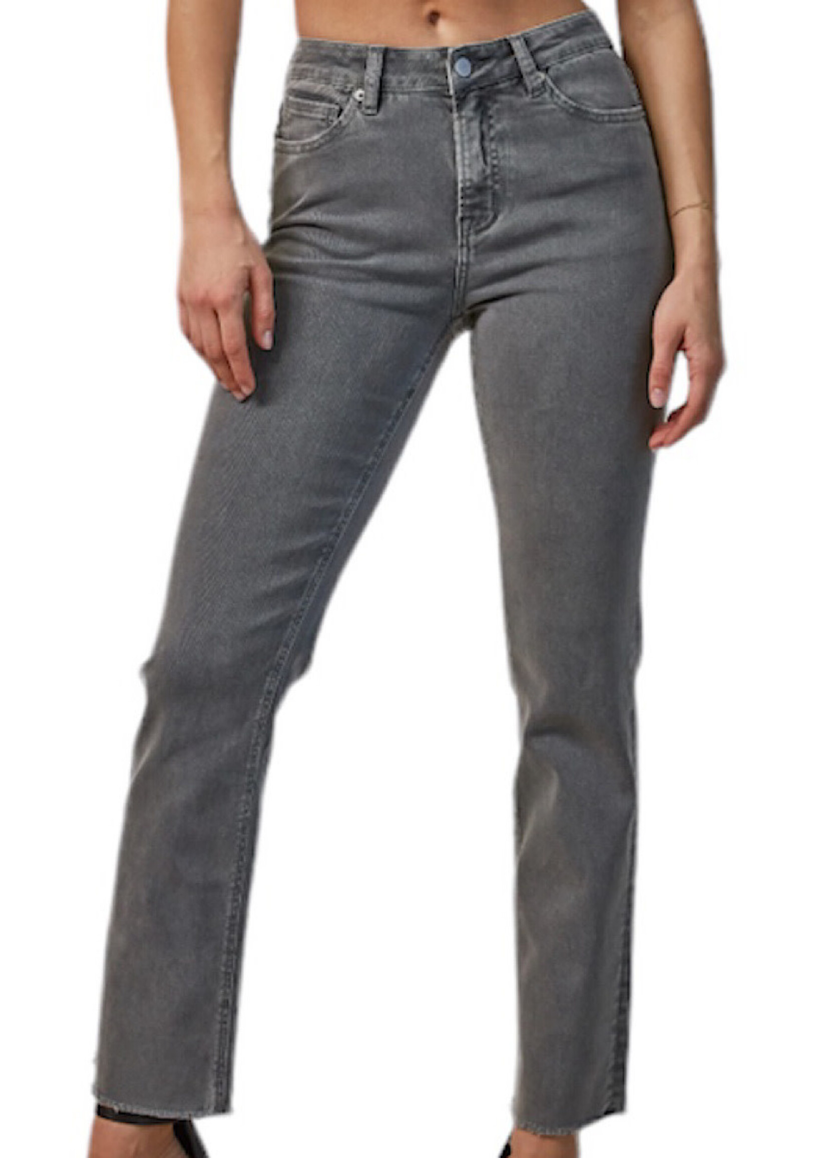 Mica Denim Mica Gunmetal Grey High Rise Vintage Garment Dyed Straight MDP-T3111GG
