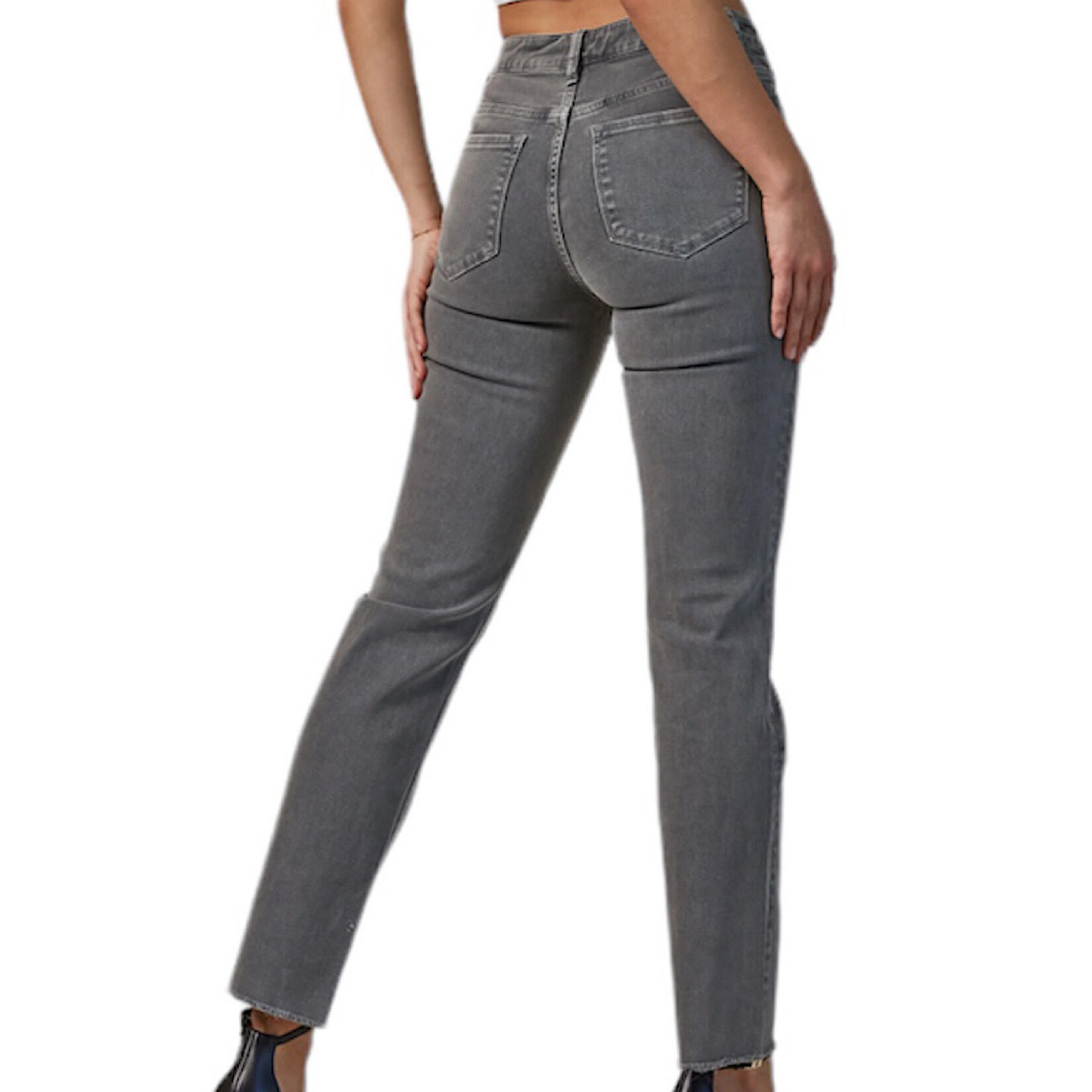 Mica Denim Mica Gunmetal Grey High Rise Vintage Garment Dyed Straight MDP-T3111GG