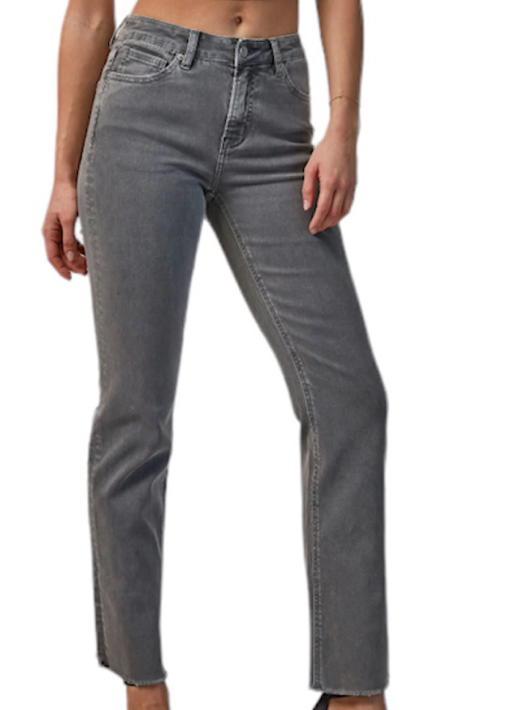 Mica Denim Mica Gunmetal Grey High Rise Vintage Garment Dyed Straight MDP-T3111GG