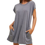 Charcoal Melange Knit Boxy Romper with Pockets