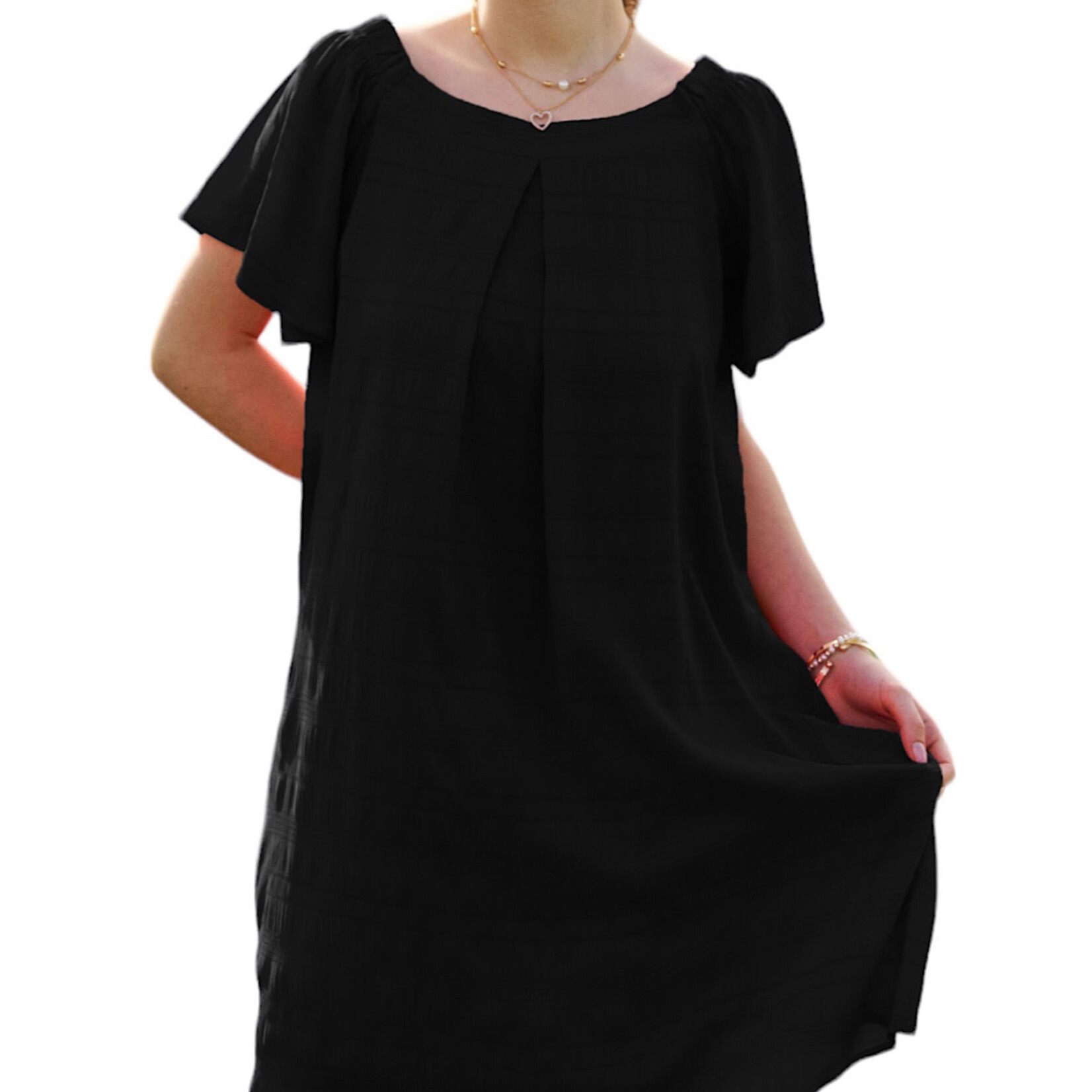 Plus Black Textured Ruffle Off Shoulder Shift Dress