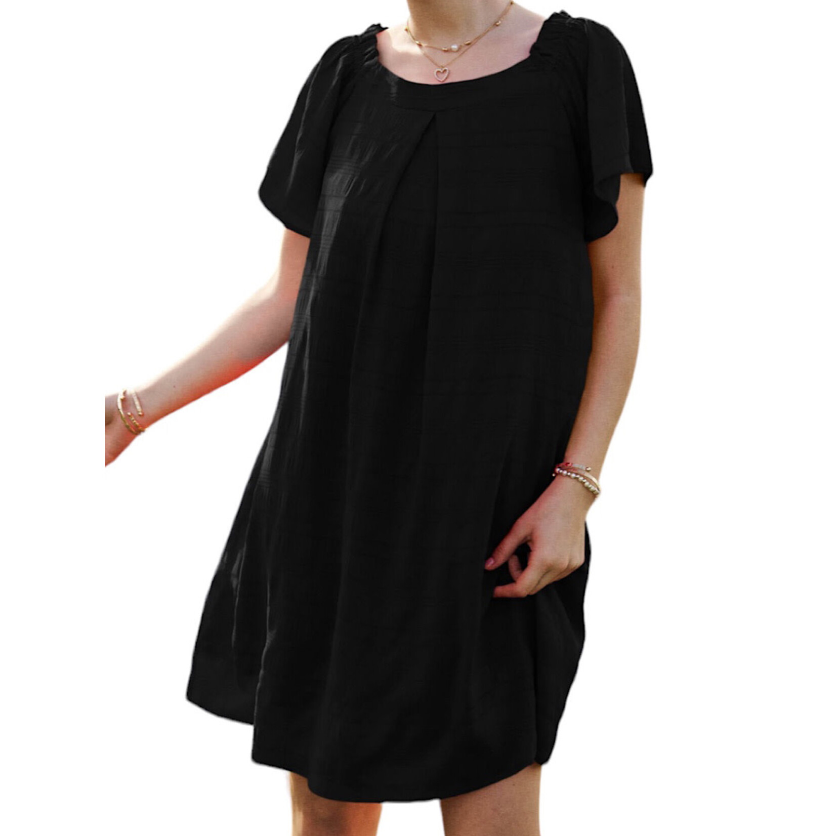 Plus Black Textured Ruffle Off Shoulder Shift Dress