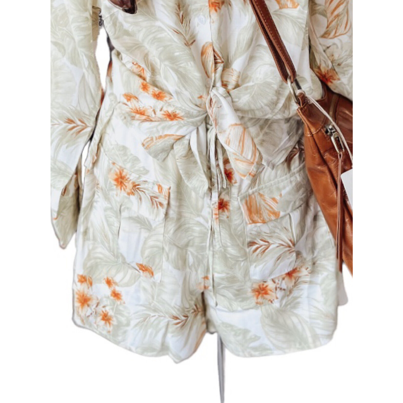 Ivory Leaf Print Shorts