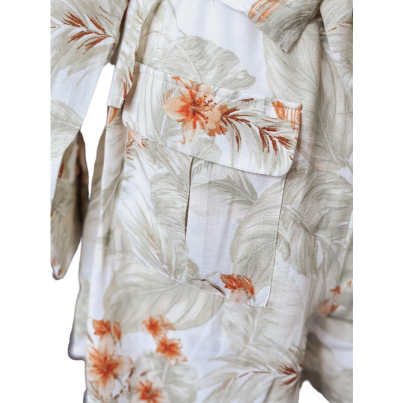 Ivory Leaf Print Shorts
