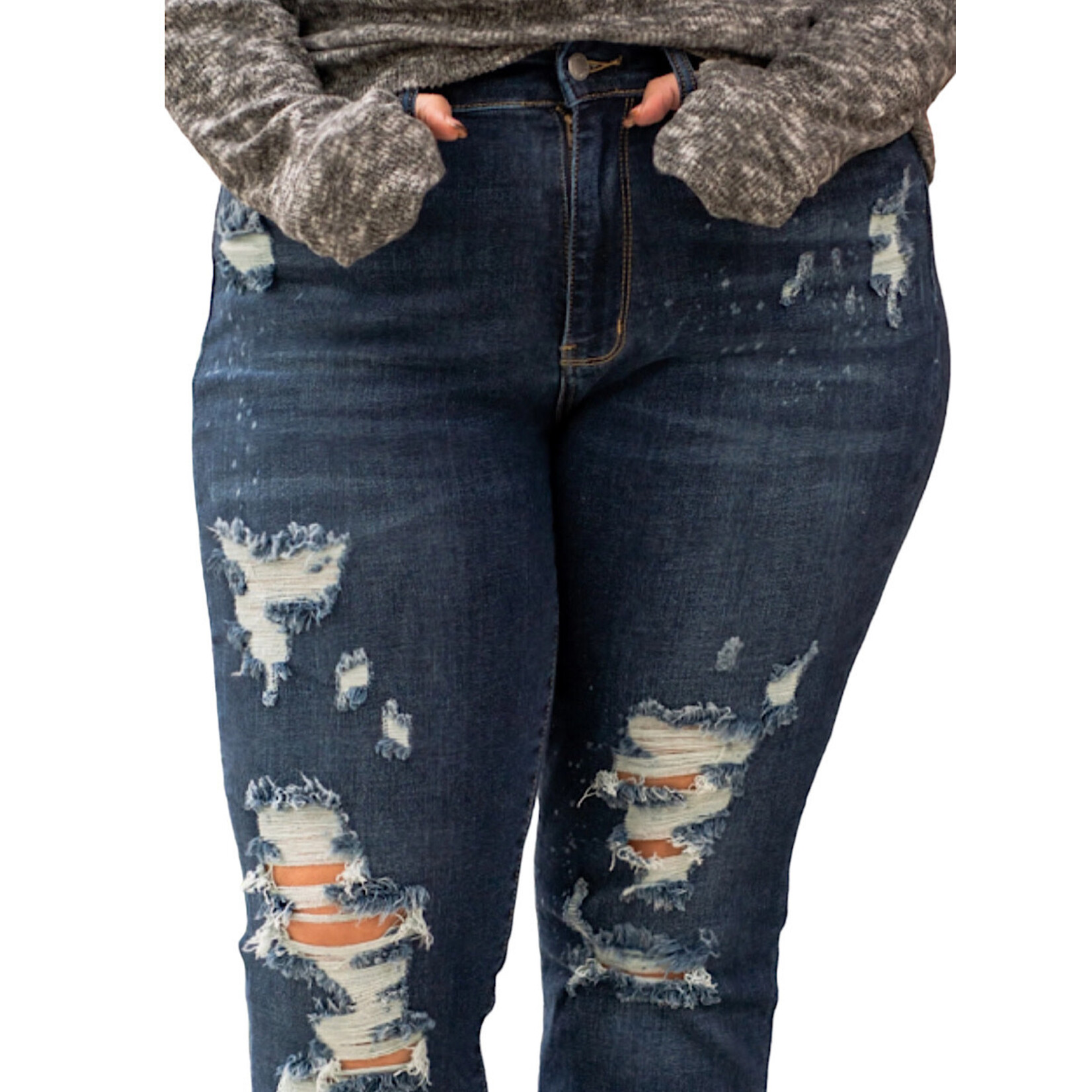 Judy Blue JB82198PL M/R Boyfriend Bleach Splash Jeans