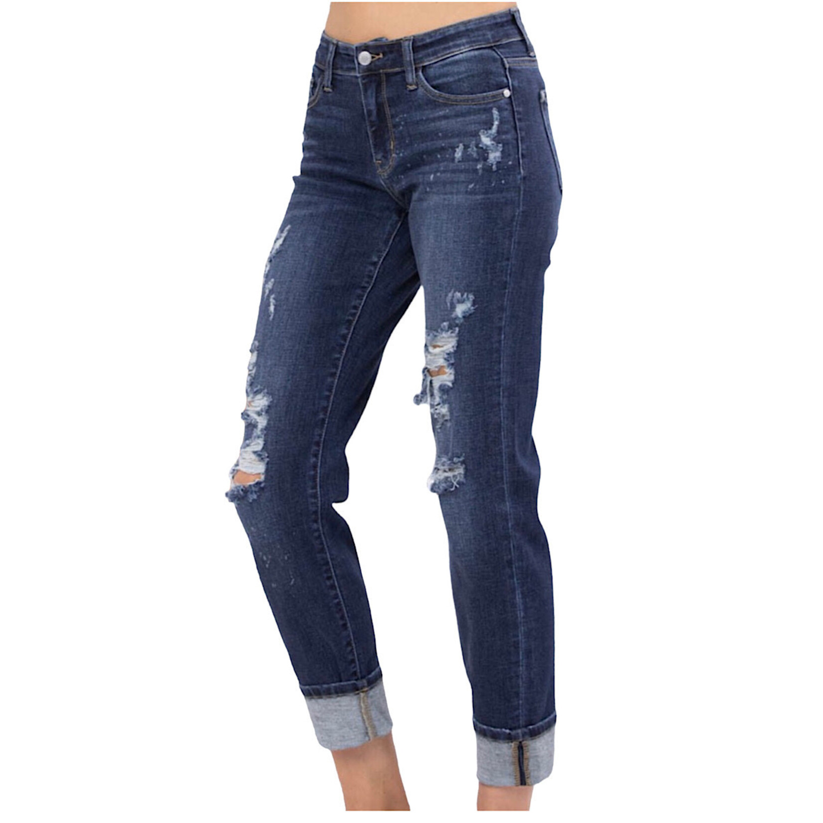 Judy Blue JB82198PL M/R Boyfriend Bleach Splash Jeans