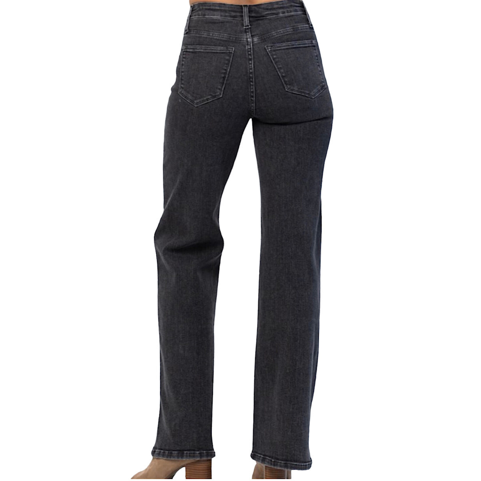 Judy Blue Judy Blue JB88355 Hi Waist Black Button Fly Trouser Wide Leg