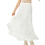 White 4-Tiered Maxi Skirt