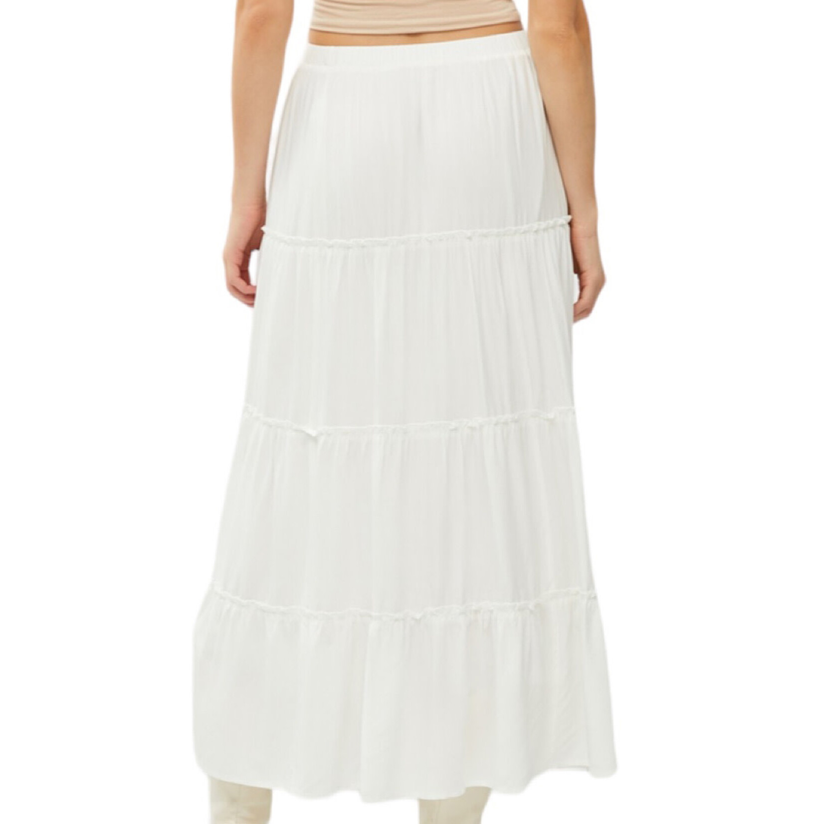 White 4-Tiered Maxi Skirt