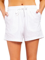White Athleisure Shorts with Drawstring