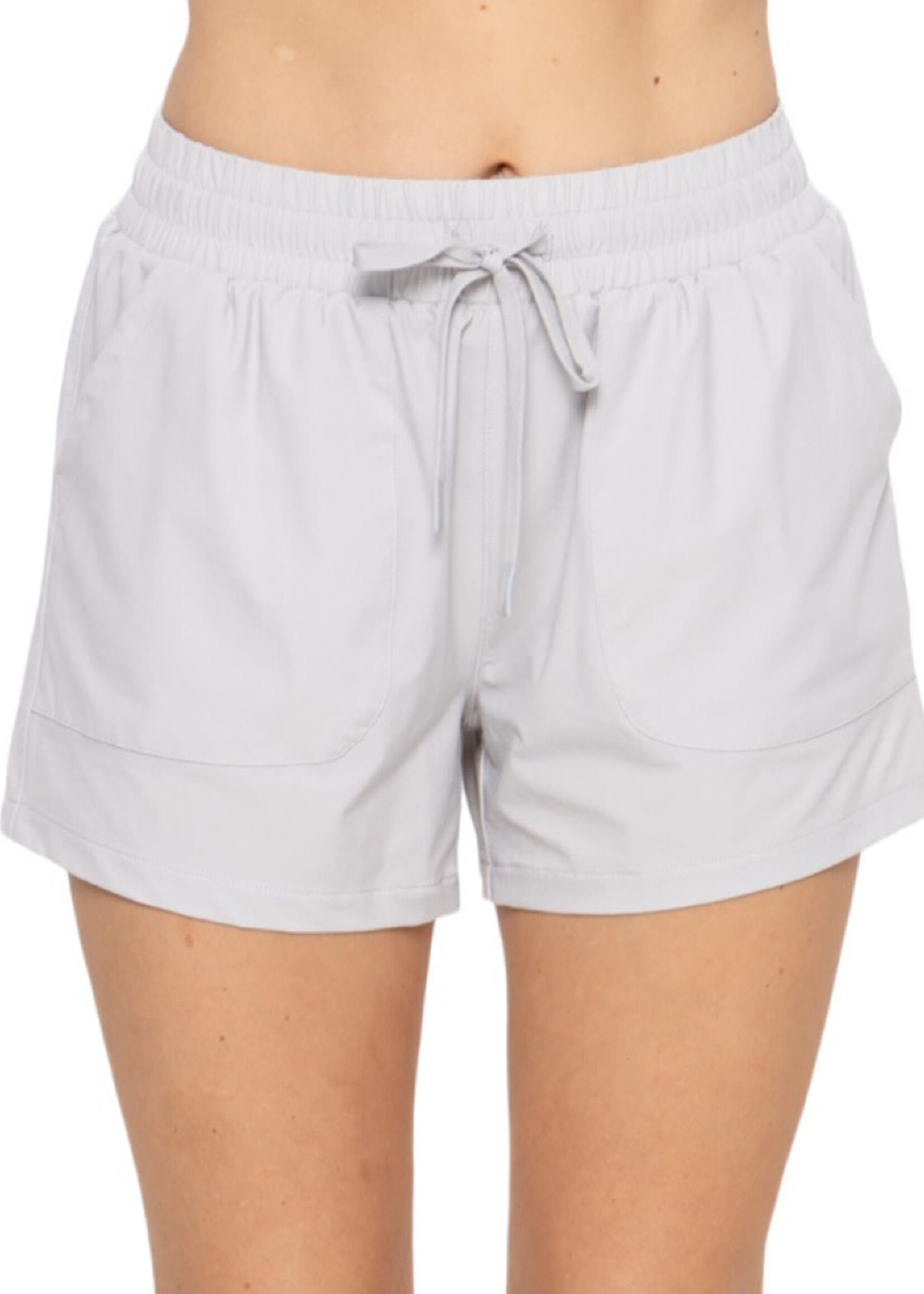 Pale Grey  Athleisure Shorts with Drawstring