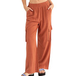 Baked Clay Wide Leg Linen Cargo Pants