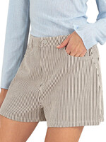 Cream/Black Pinstripe High Waist Shorts