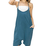 Dark Teal Mineral Washed Cami Romper