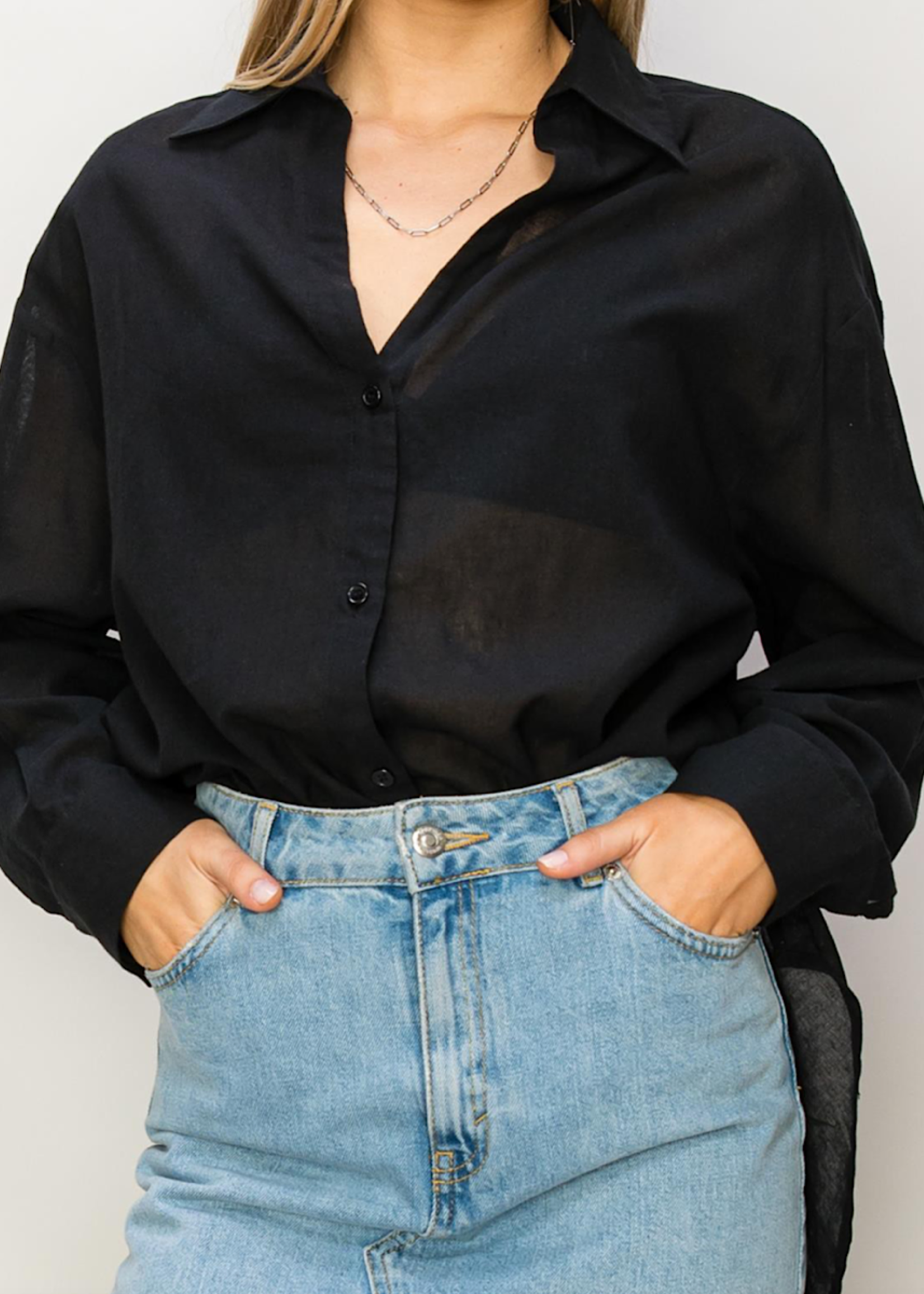 Black Oversized Button Down Shirt