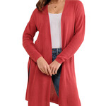 Coral Knit Cardigan with High Side Slit