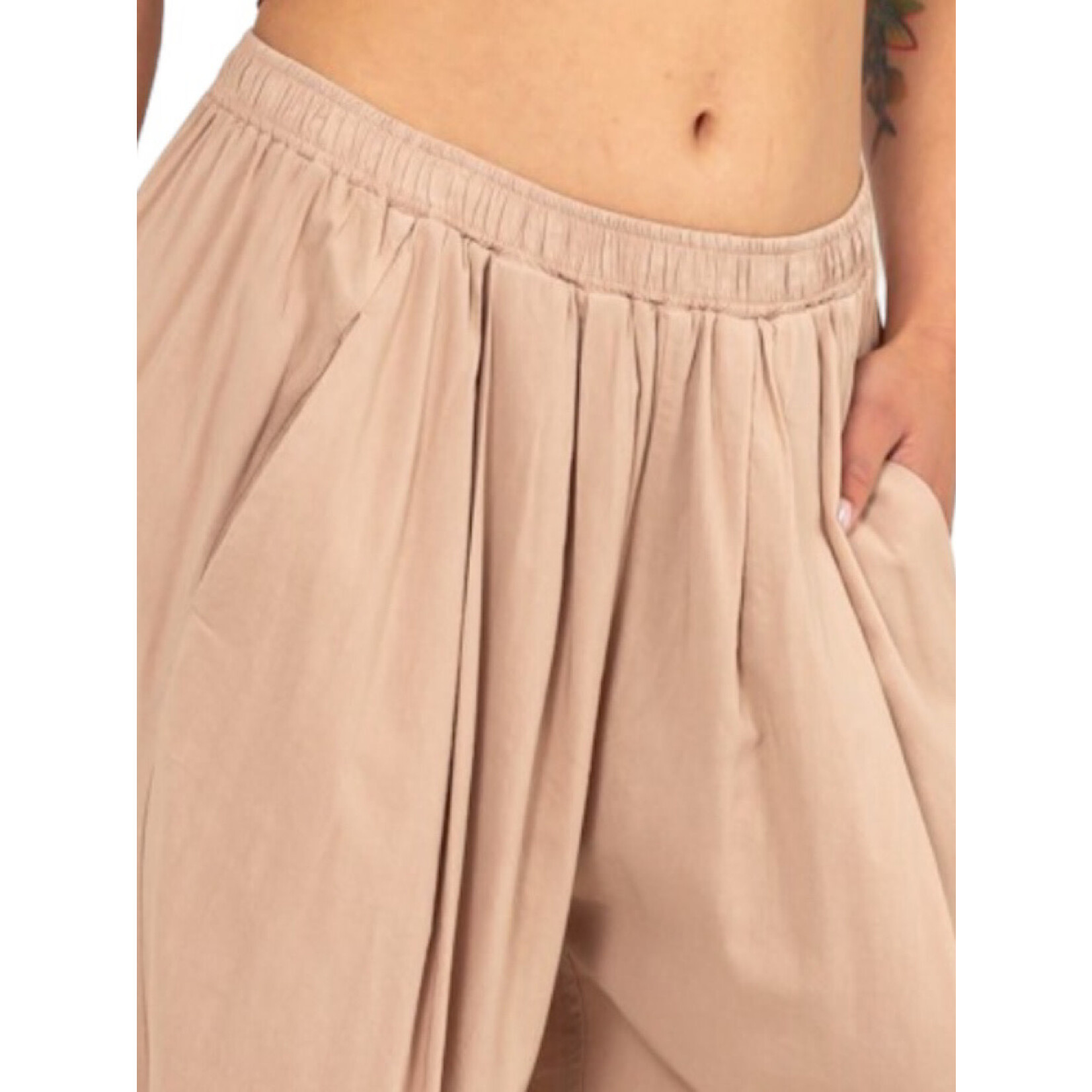 Tan Mid Rise Wide Leg Pants