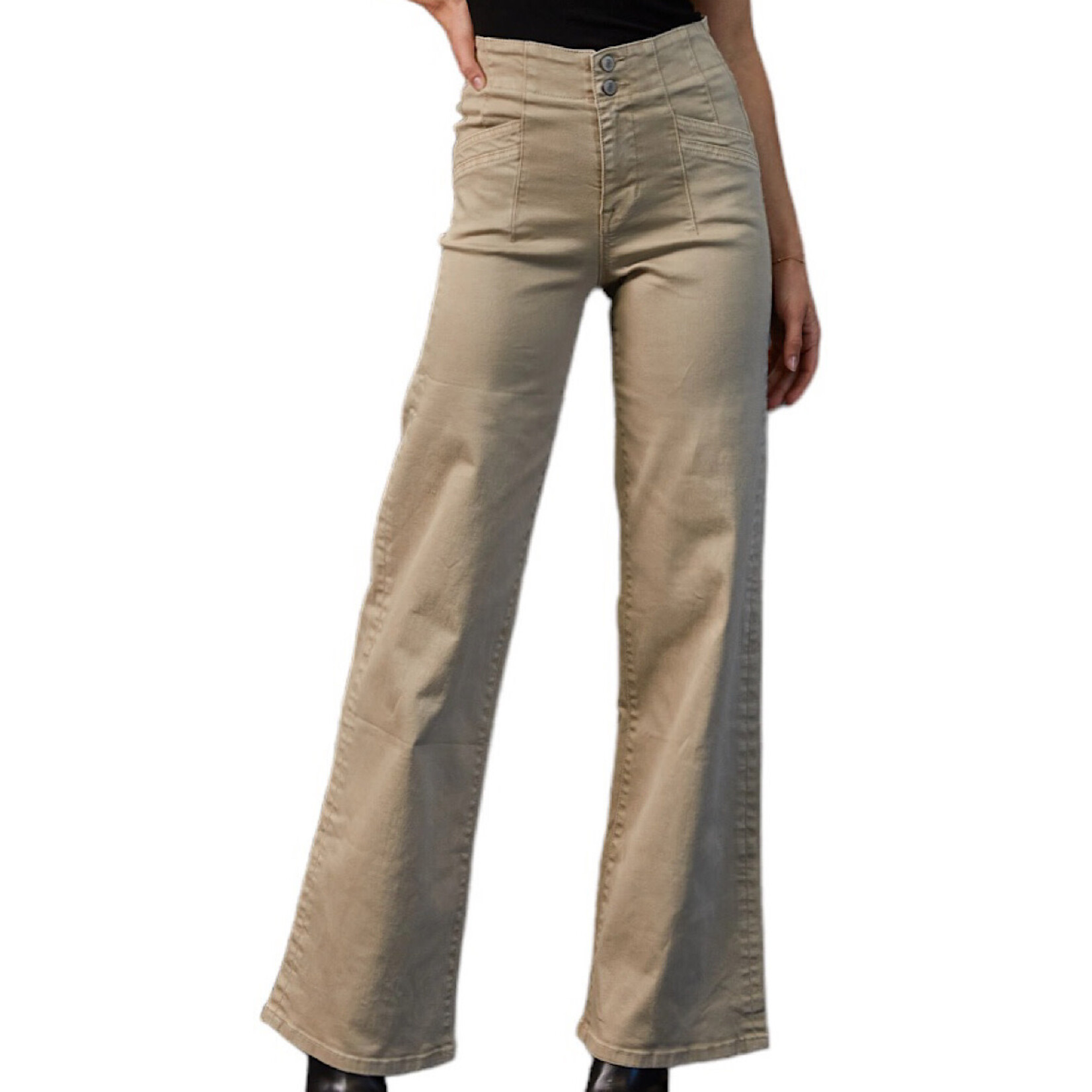 Mica Denim Mica Almond Milk High Rise Wide Leg MDP-W506AM