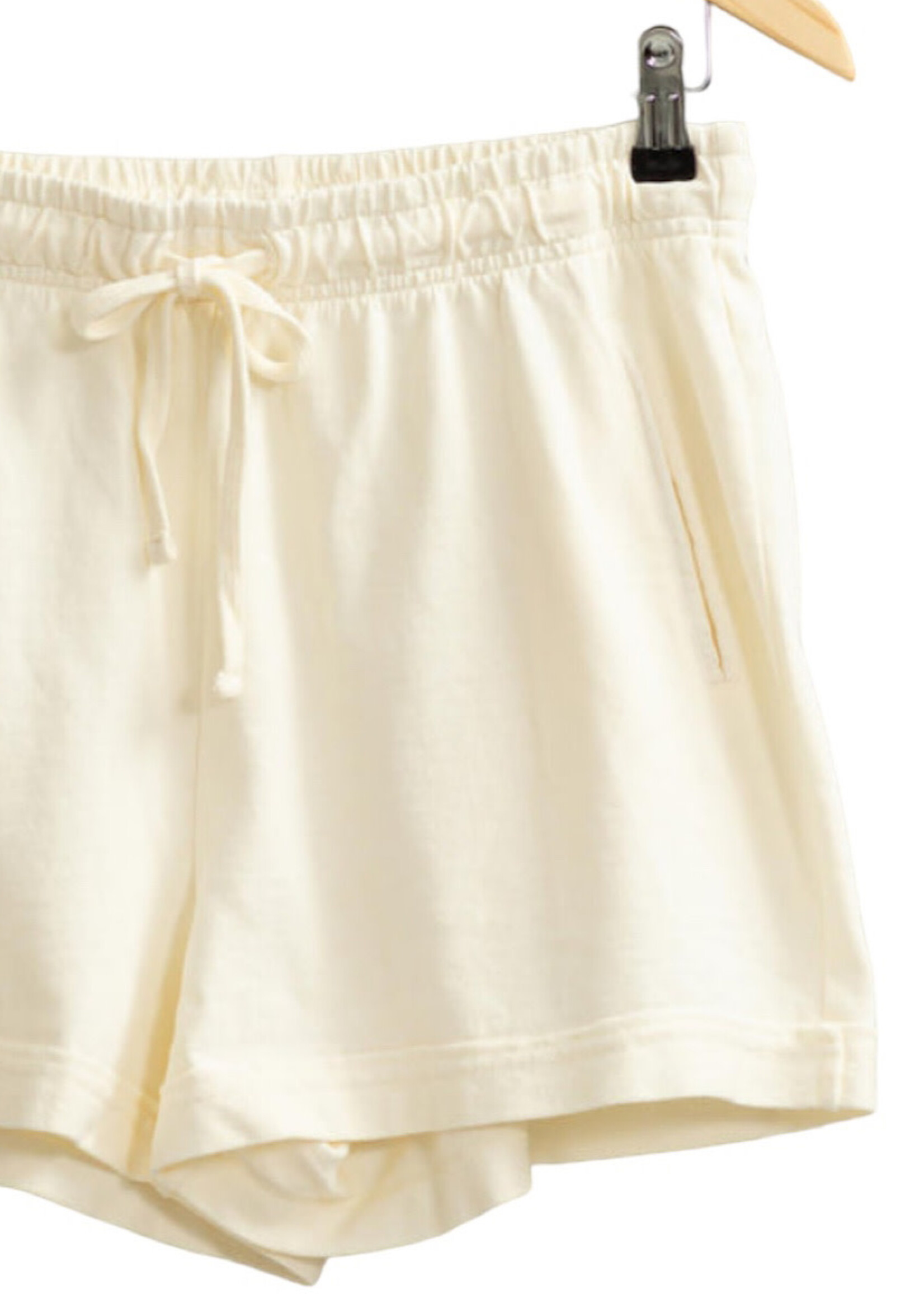 Cream Raw Edge Detail Shorts