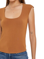 Toffee Scoop Neck Knit Top