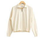 Cream 3/4 Zip Knit Top