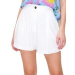 Ivory Shorts with Button Front and Elastic Waist